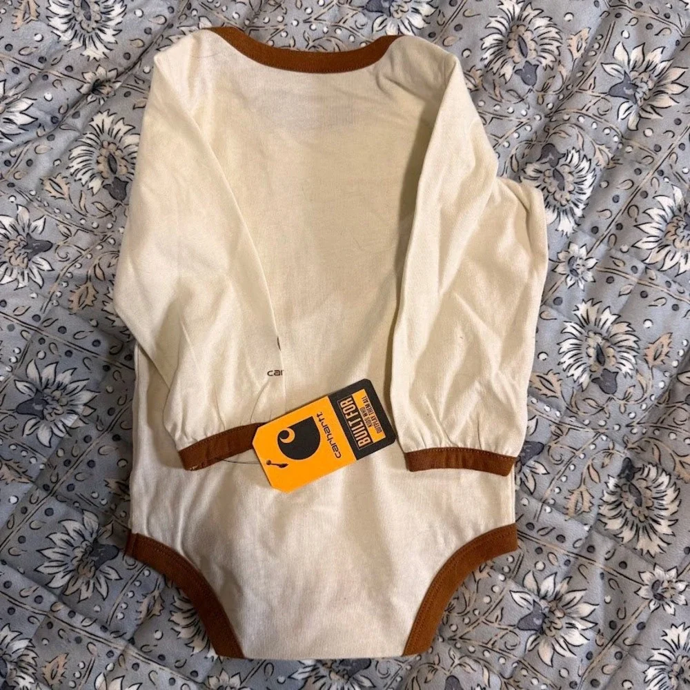 Carhartt Baby Long Sleeve Calf Bodysuit Beige NEW WITH TAG Size 6 months